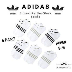 Adidas 6 Pack Womens SZ 5-10 No Show Comfort Socks